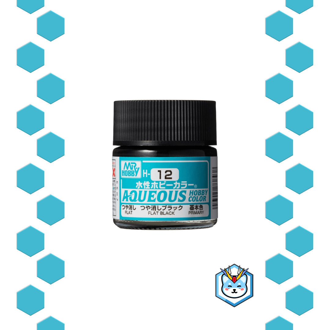 Aqueous Hobby Color H12 Flat Black - Glacier Hobbies - GSI Creo