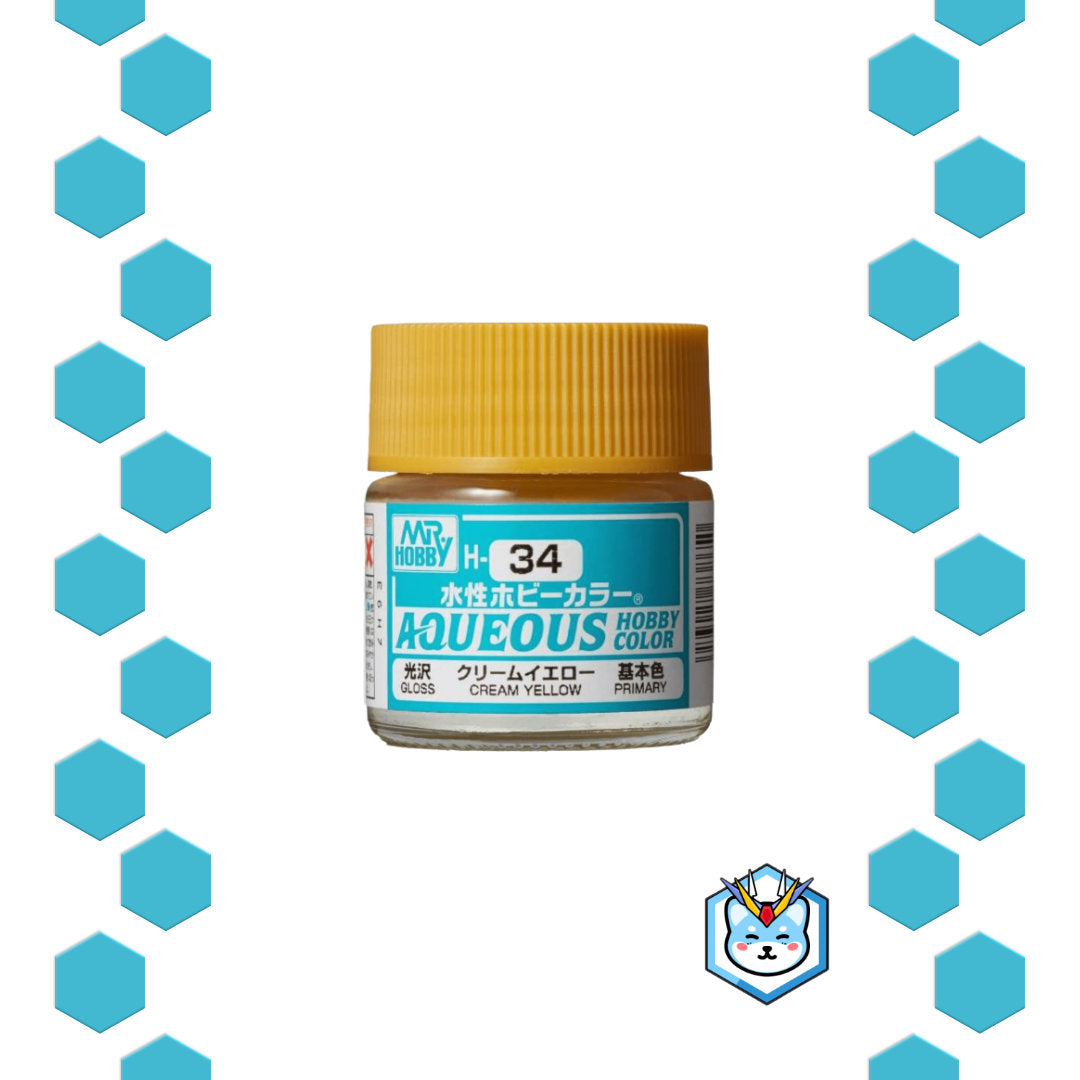 Aqueous Hobby Color H34 Cream Yellow - Glacier Hobbies - GSI Creo