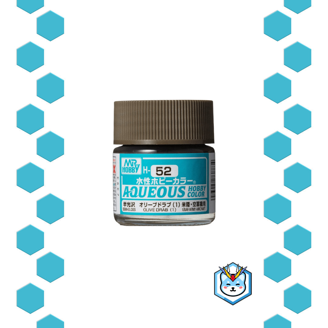 Aqueous Hobby Color H52 Olive Drab (1) - Glacier Hobbies - GSI Creo