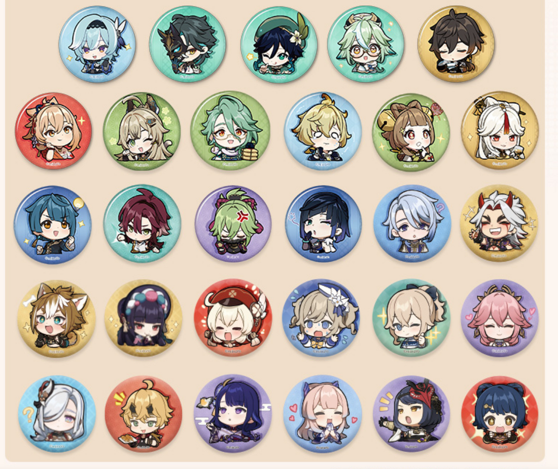 Genshin Impact Chibi Stamp Chara Tin Badge