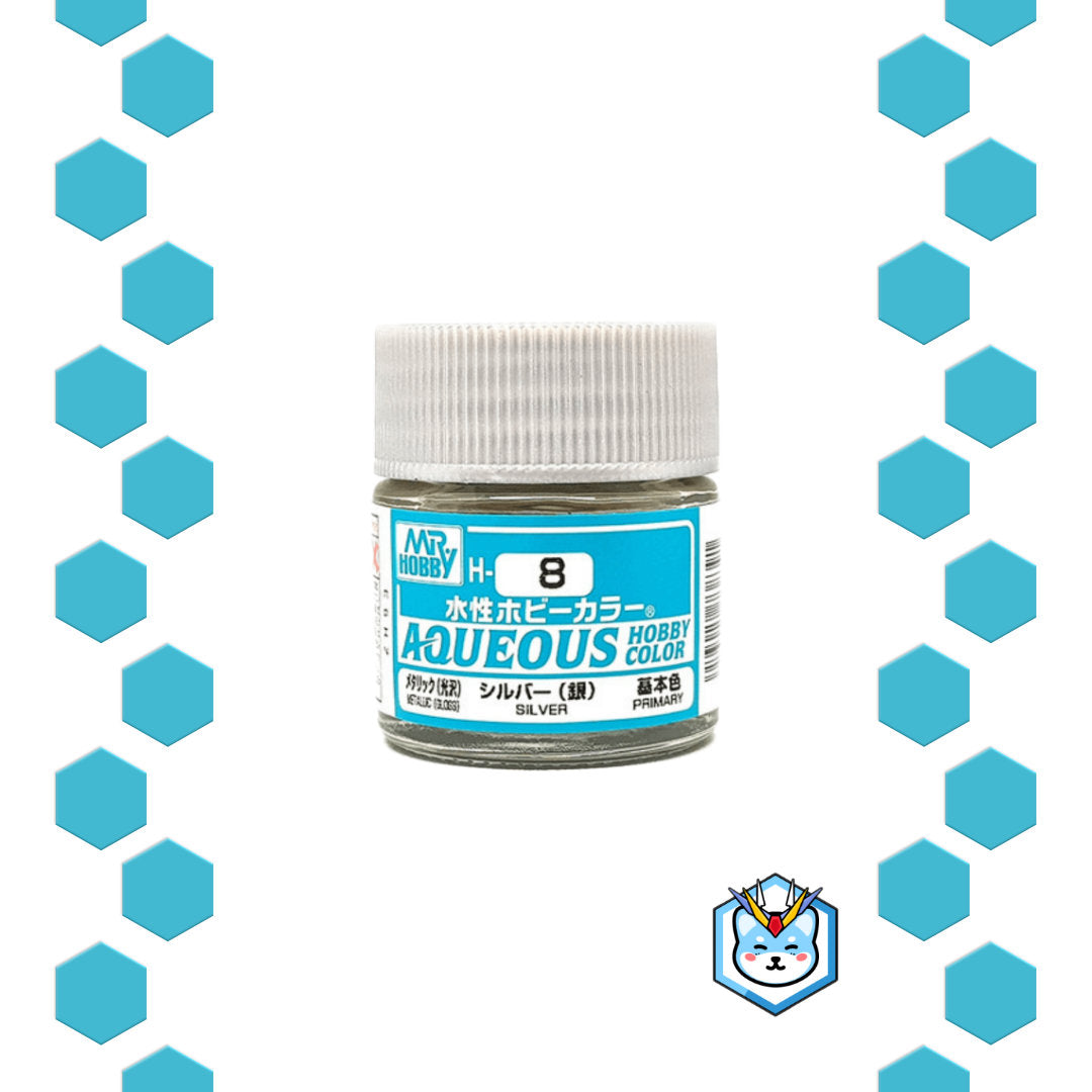 Aqueous Hobby Color H8 Silver - Glacier Hobbies - GSI Creo