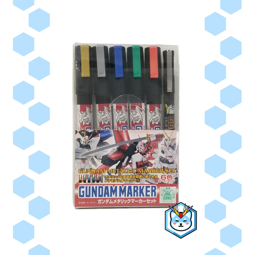 Gundam Marker Metallic Set 01 (6 Markers) - Glacier Hobbies - GSI Creo