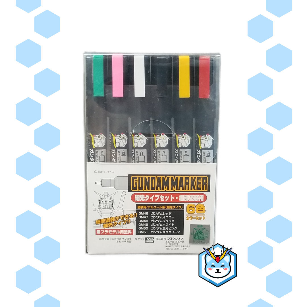 Gundam Marker Ultra Fine Set (6 Markers) - Glacier Hobbies - GSI Creo