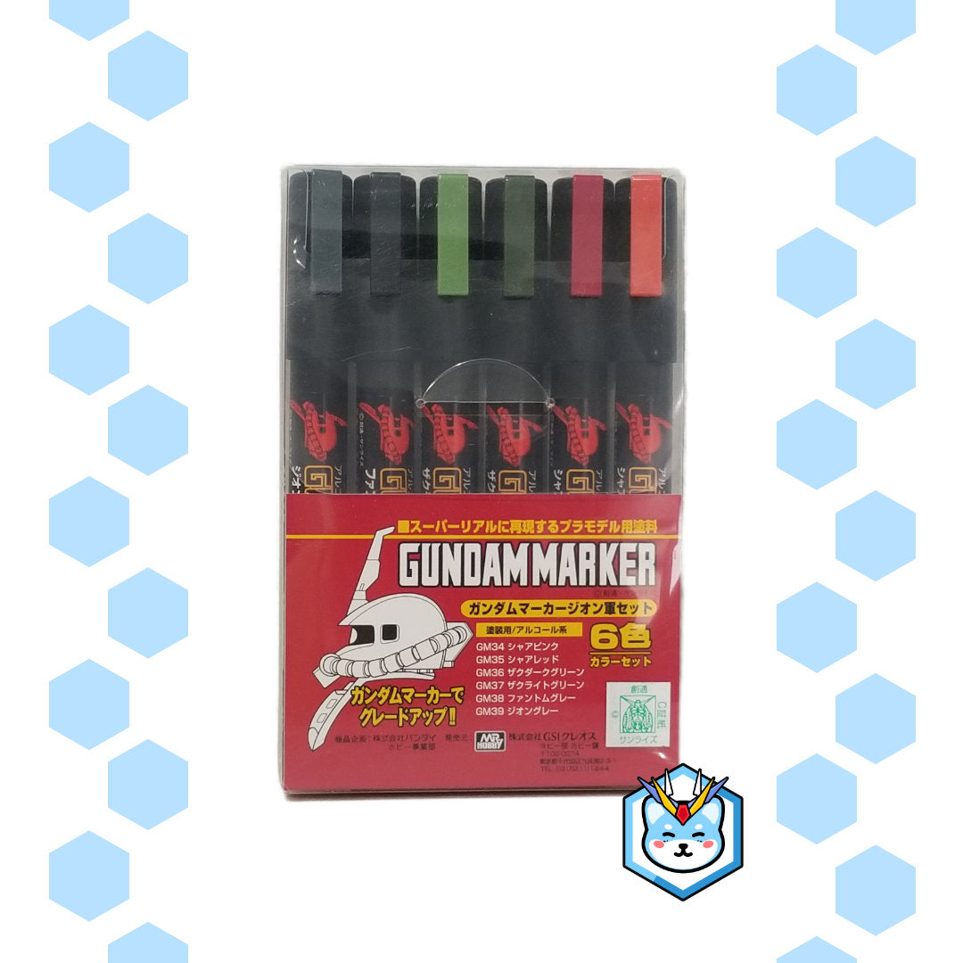 Gundam Marker Zeon Set (6 Markers) - Glacier Hobbies - GSI Creo