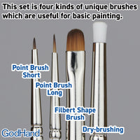 Godhand GH-BRSP-SN-SET Brushwork Semi-PRO 4 Brushes Set - Glacier Hobbies - GodHand