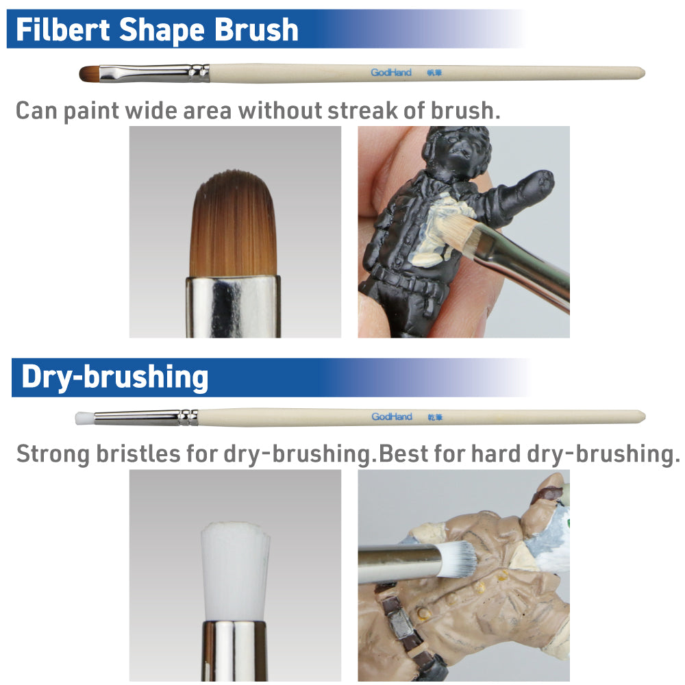 Godhand GH-BRSP-SN-SET Brushwork Semi-PRO 4 Brushes Set - Glacier Hobbies - GodHand