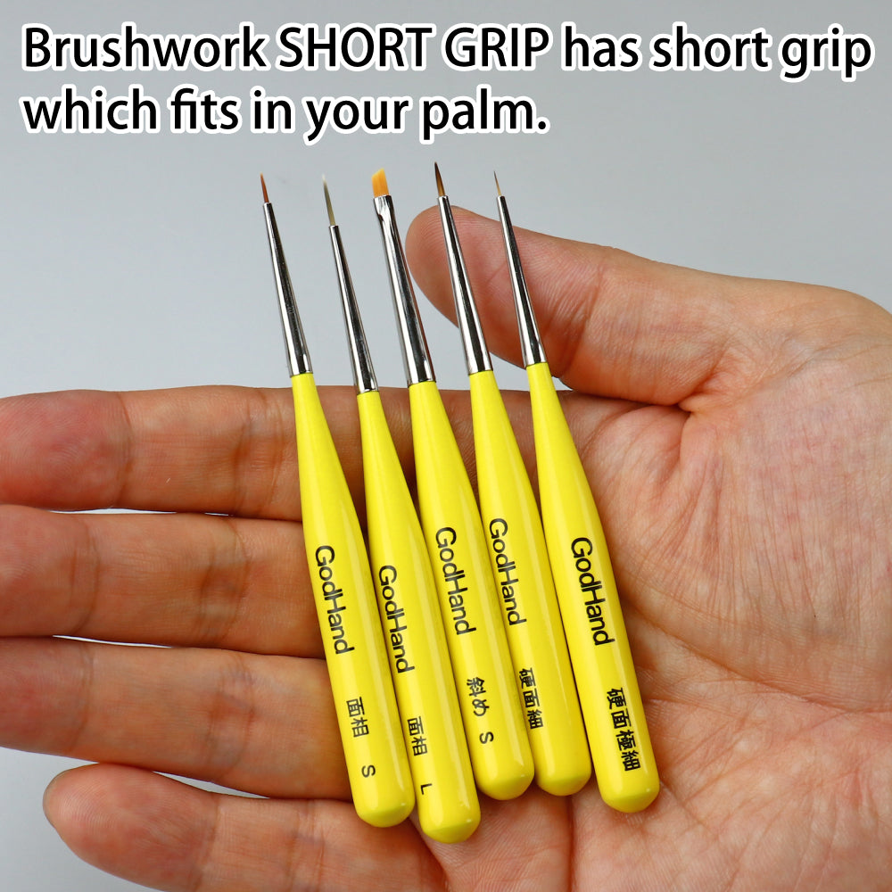 Godhand GH-EBRSYP-ML Brushwork Short Grip Point Brush L - Glacier Hobbies - GodHand